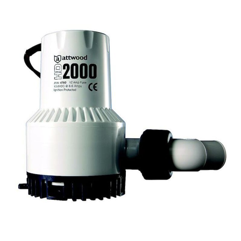Attwood HD 2000 Lensepumpe, 7570 liter/time, 2000GPH - 24V
