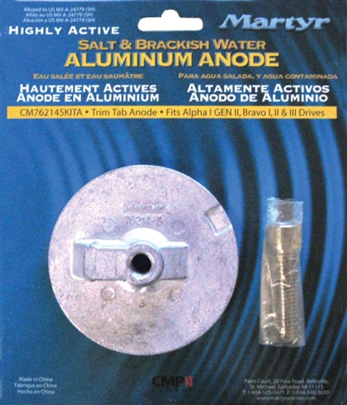Merc trimfinne anode med bolt, blist, Alu 762145