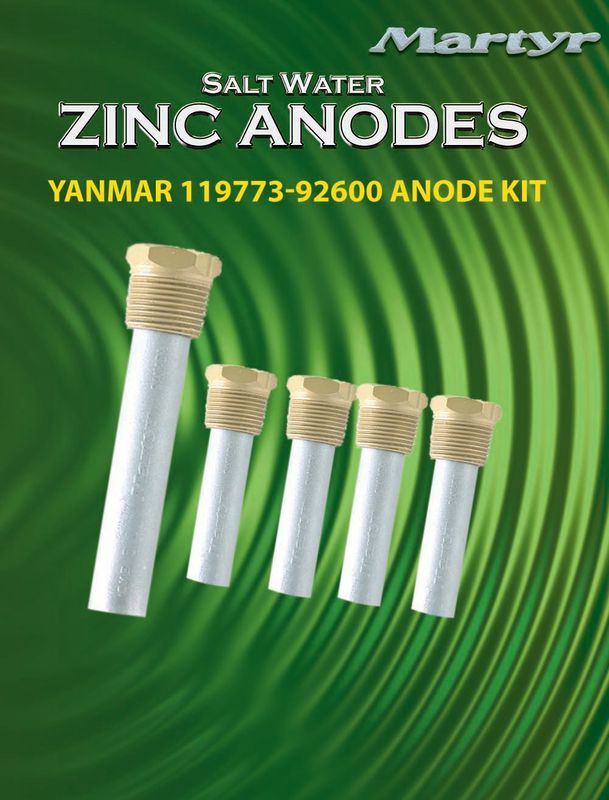 Yanmar motoranodesett, 6LP, 6LY, 4LHA, Zink. 119773-92600