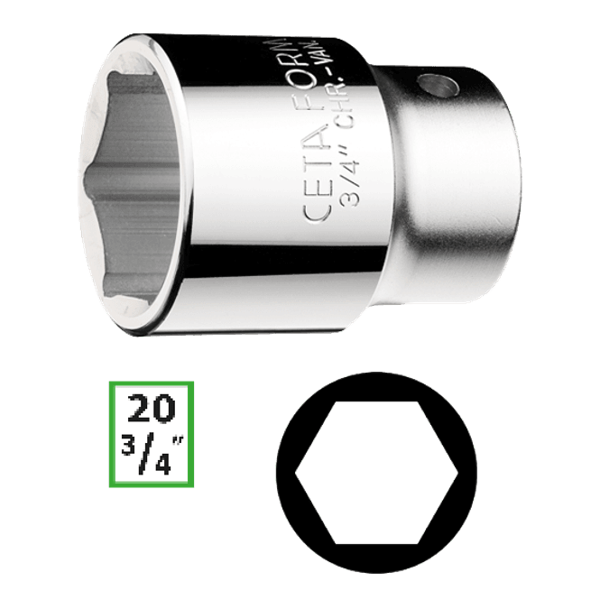 Hovedbilde 3/4? Pipe, Kort, 22mm, 6-kant